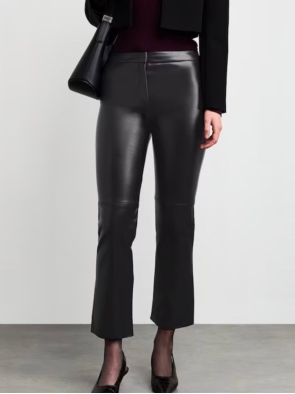 MaxMara Faux Leather Straight Leg Pants Black SZ L